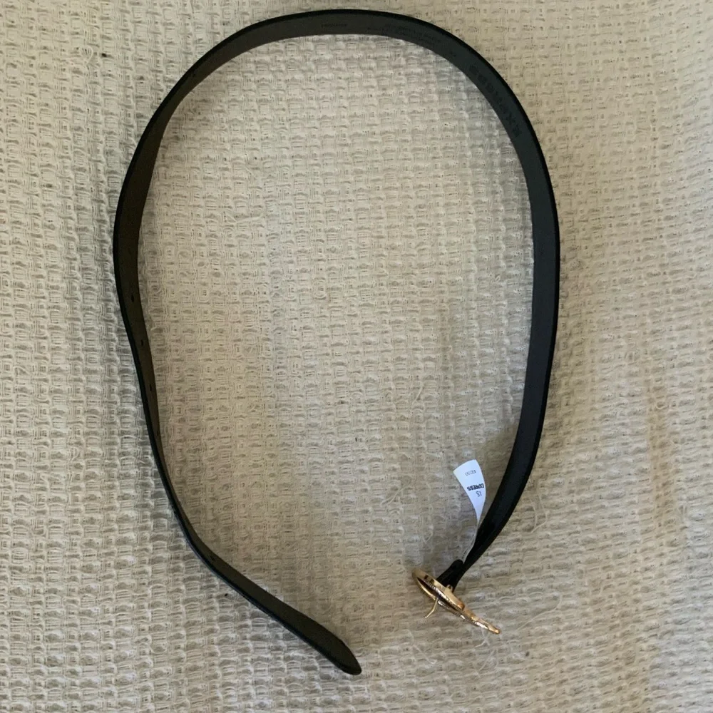 Express Black Leather Skinny Belt Gold Snake Buckle Women’s XS